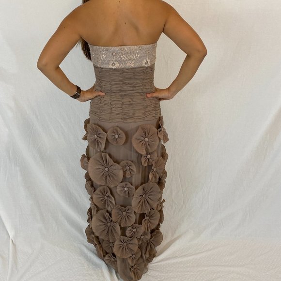 Sue Wong Tan Strapless Elegant Gown - Picture 5 of 8